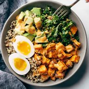 Chipotle tahini bowl with egg.