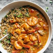 A picture of Spicy Weekend Gumbo with Shrimp and Sausage